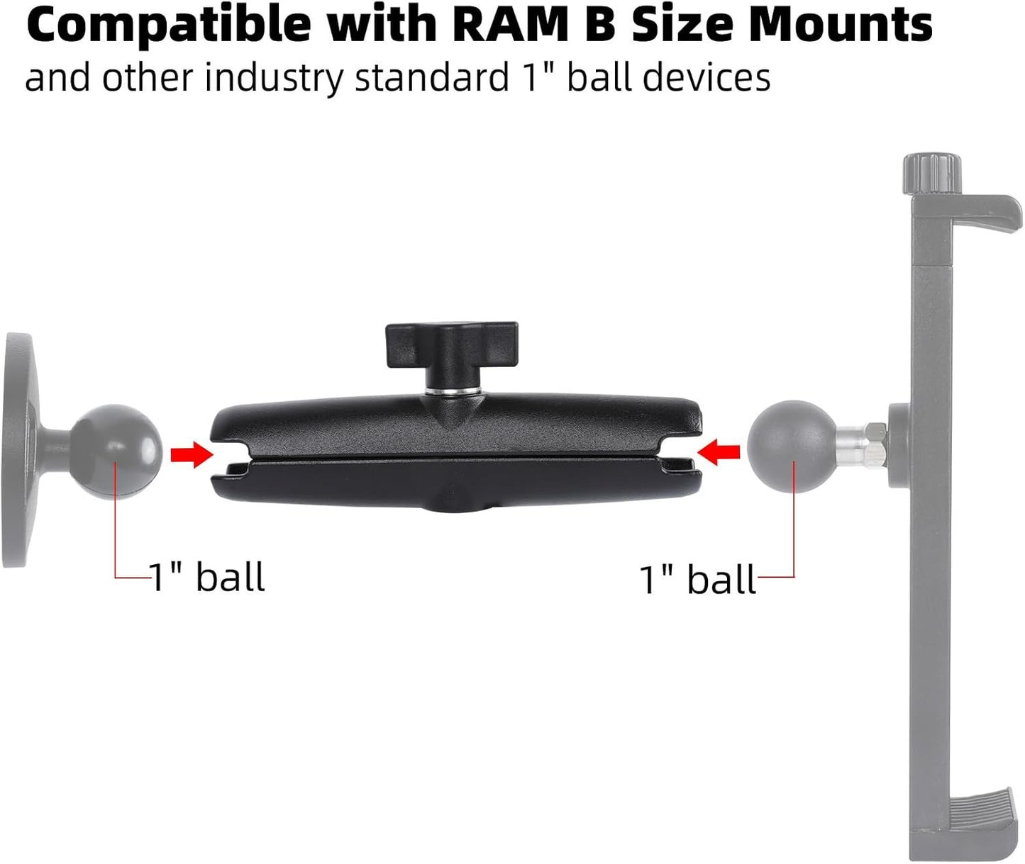 FPN Aluminum Alloy Double Socket Arm Compatible with RAM Mounts B Size 1" Ball Components, Fits Industry All Standard 1" Ball Adapters (5.91" Long Arm)