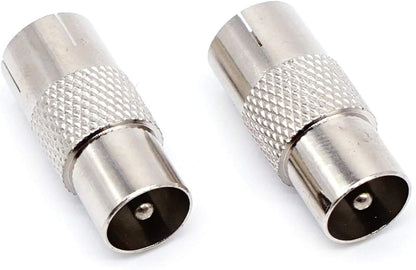2 Pack TV Male Aerial Coaxial Cable Adaptor to PAL Female 9.5mm TV Satellite Antenna RF Coax Adapter Connector (TV M-F)