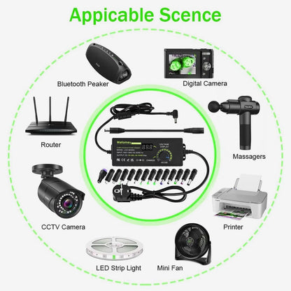 Adjustable Power Adapter 3V-36V 4A 144W, Universal AC/DC 100V-240V AC to DC Adapter with 14 Tips and Polarity Converter for Home Electronics and USB Devices, 4000mA Max