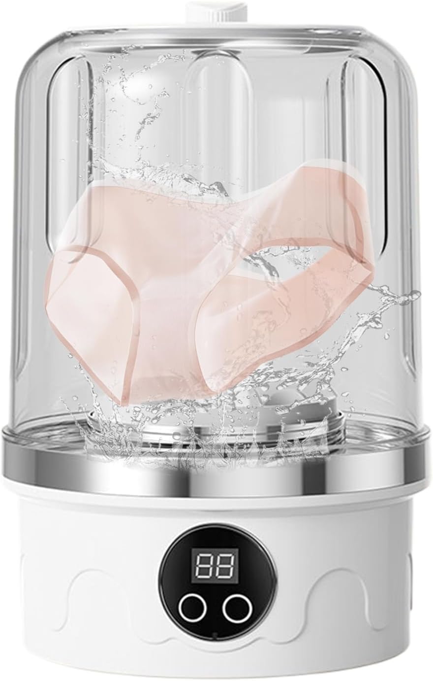 Travel Washer, Portable Panty Washing Machine with 3 Cleaning Modes, Compact Lightweight Underwear Washer for Apartment, Camping, RV, Dormitory, Laundry Convenience