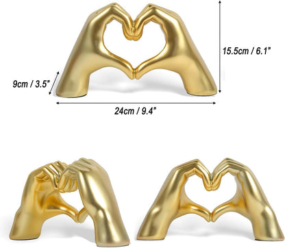 MCHERRY Heart Shape Hand Gesture Statues, Modern Art Sculpture Personalized Finger Home Decoration for Wedding Home Office Desktop Gifts