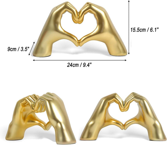 MCHERRY Heart Shape Hand Gesture Statues, Modern Art Sculpture Personalized Finger Home Decoration for Wedding Home Office Desktop Gifts