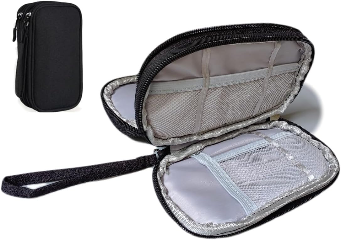 CAOODKDK Electronics Accessories Cases, Travel Cable Organizer Pouch Bag, Portable Waterproof Double-Layer All-in-One Storage Bag, Charger&USB Cable/Power Bank/Magic Mouse/Earphones (Black)