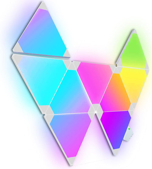 Triangle Lights LED Light Panels, Smart LED Wall Lights RGB Gaming Lights Work with Alexa Google Assistant, APP & Voice Control Gaming Room Decor Music Sync for Bedroom Living Room Streaming, 9 Pack