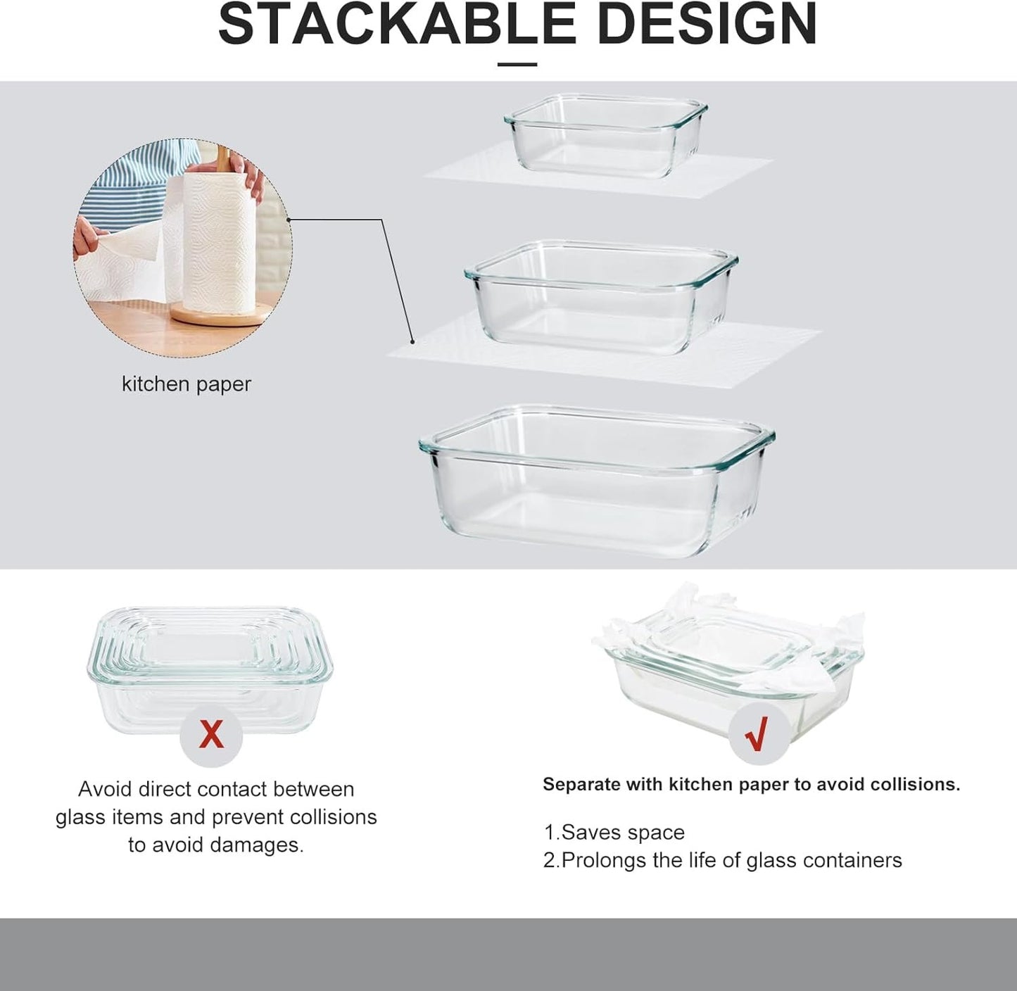 12pcs Mixed Sized Glass Food Storage Containers Set with Snap Locking Lids,Round;Rectangular&Square Glass Containers,BPA-Free,Dishwasher,Microwave Safe