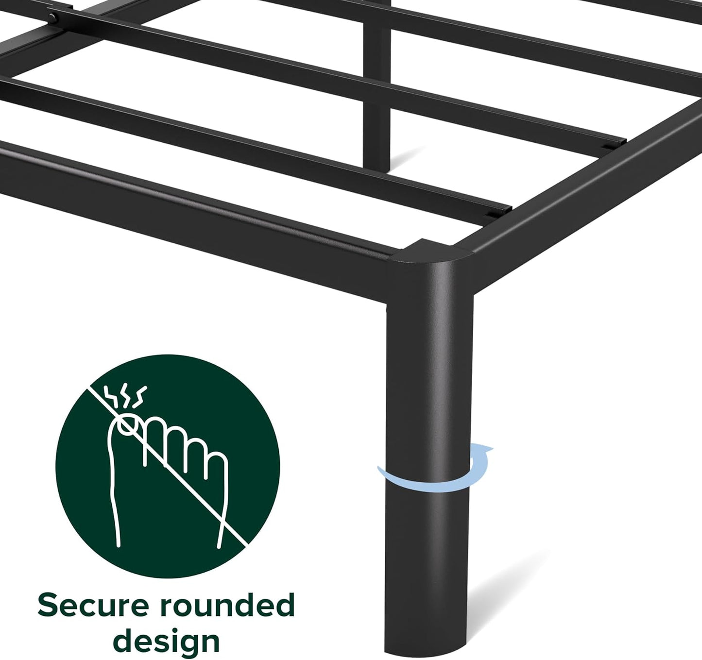 Zinus Van Double Bed Frame 40cm Metal Bed Base | Steel Slat Mattress Support | Bedroom Furniture, Black