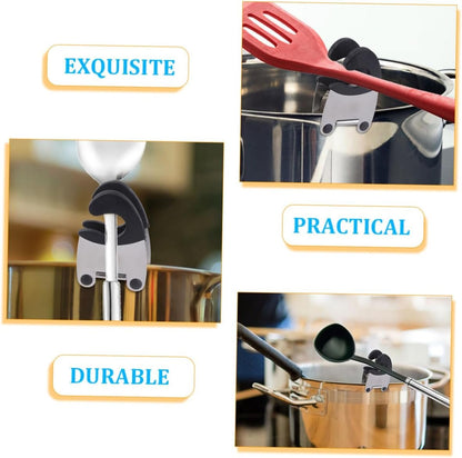 4Pcs Anti-Scald Side Clip Pot Spoon Holder Clips Pot Clips Silicone Ladle Holder Kitchen Spoon Holder for Pot Spoon Rest for Home Pot