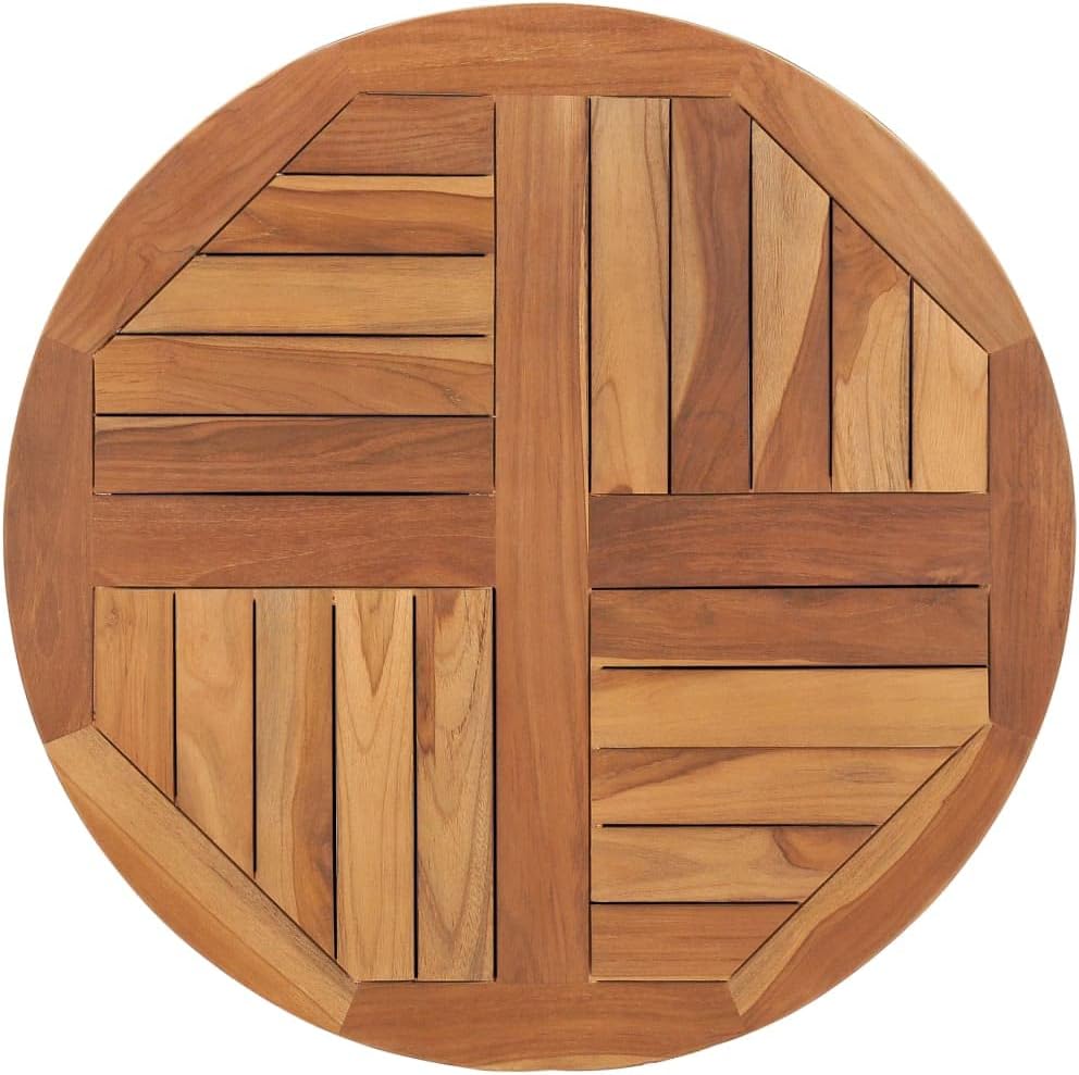 vidaXL Solid Teak Wood Table Top Home Furniture Replacement Cake Board Dining Room Kitchen Dinner Garden Coffee Side Tabletop Round 2.5cm 70cm