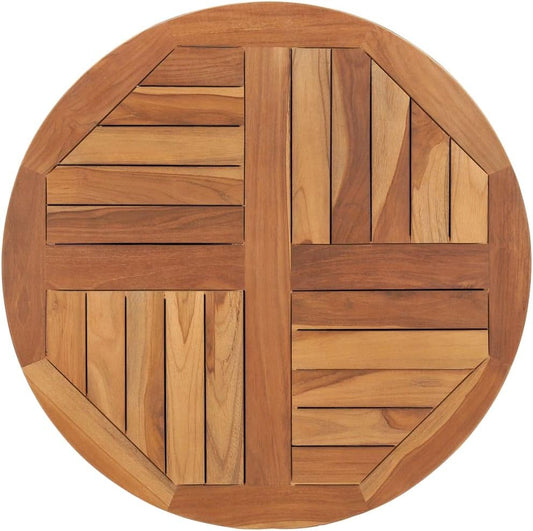 vidaXL Solid Teak Wood Table Top Home Furniture Replacement Cake Board Dining Room Kitchen Dinner Garden Coffee Side Tabletop Round 2.5cm 70cm