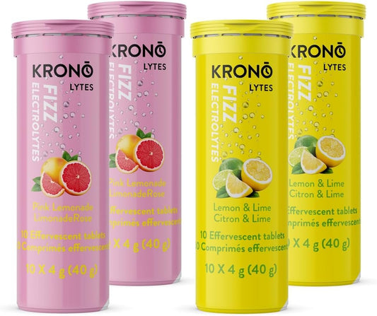 Krono Nutrition Fizz - Sports Electrolyte Drink Tablets – Rapid Hydration & Electrolyte Replenishment - Zero Sugar - Low Carbs - Vegan – 4 tubes (40 servings)