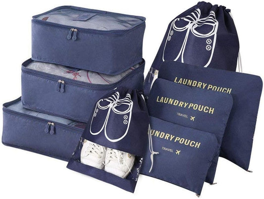 Vicloon Travel Suitcase Organizer Set 6/8 Pieces, Cube Storage Bags, Waterproof Separators Pouches Travel Organizer, Travel Organizer for Clothes, Shoes, Cosmetics Packing Cubes