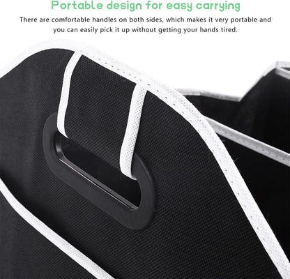 JUSTTOP Car Trunk Organizer, Portable Foldable Trunk Storage Container with 3 Compartments, Waterproof Large Capacity Cargo Trunk Organizer for Sedan Truck SUV, Car Accessories