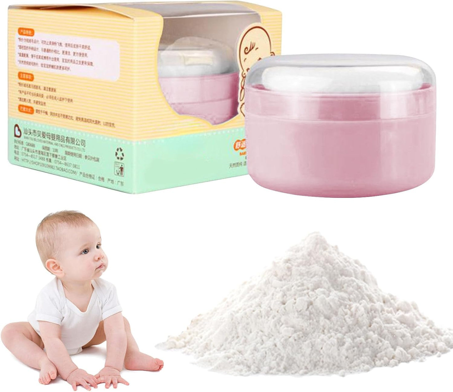 Contenitore in polvere, per bambini Talcum Storage Box with Puff, Dusting Holder for Bath and Loose Powders, Portable Cosmetic Case, Perfect for Travel, Nursery, & Daily Grooming Use