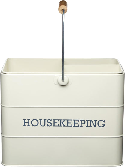KitchenCraft Living Nostalgia Metal Cleaning Caddy, 33 x 21 x 26 cm - Antique Cream