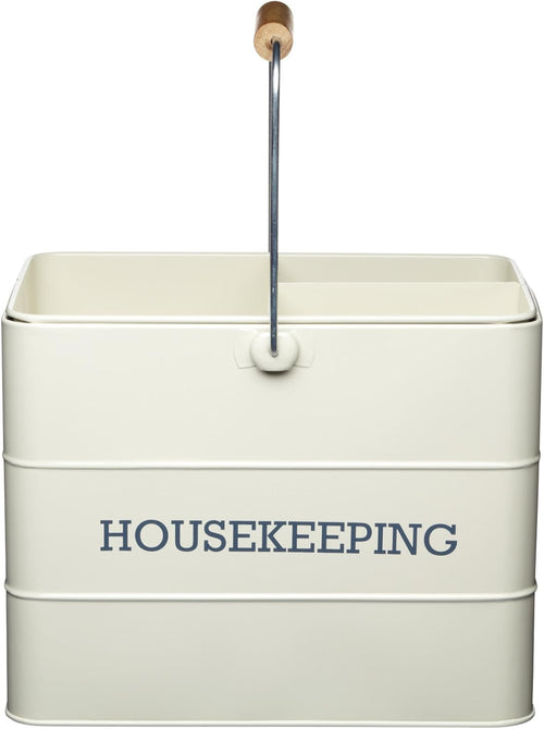 KitchenCraft Living Nostalgia Metal Cleaning Caddy, 33 x 21 x 26 cm - Antique Cream