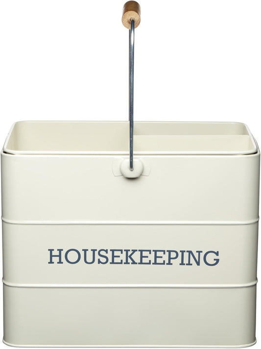 KitchenCraft Living Nostalgia Metal Cleaning Caddy, 33 x 21 x 26 cm - Antique Cream