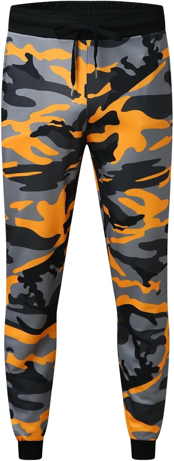 Tech Pant Pantaloni Fitness Casual Shot Uomo Sport Camouflage Jogging Stampa Pantaloni Uomo Pantaloni Running Pant, Arancione, XL