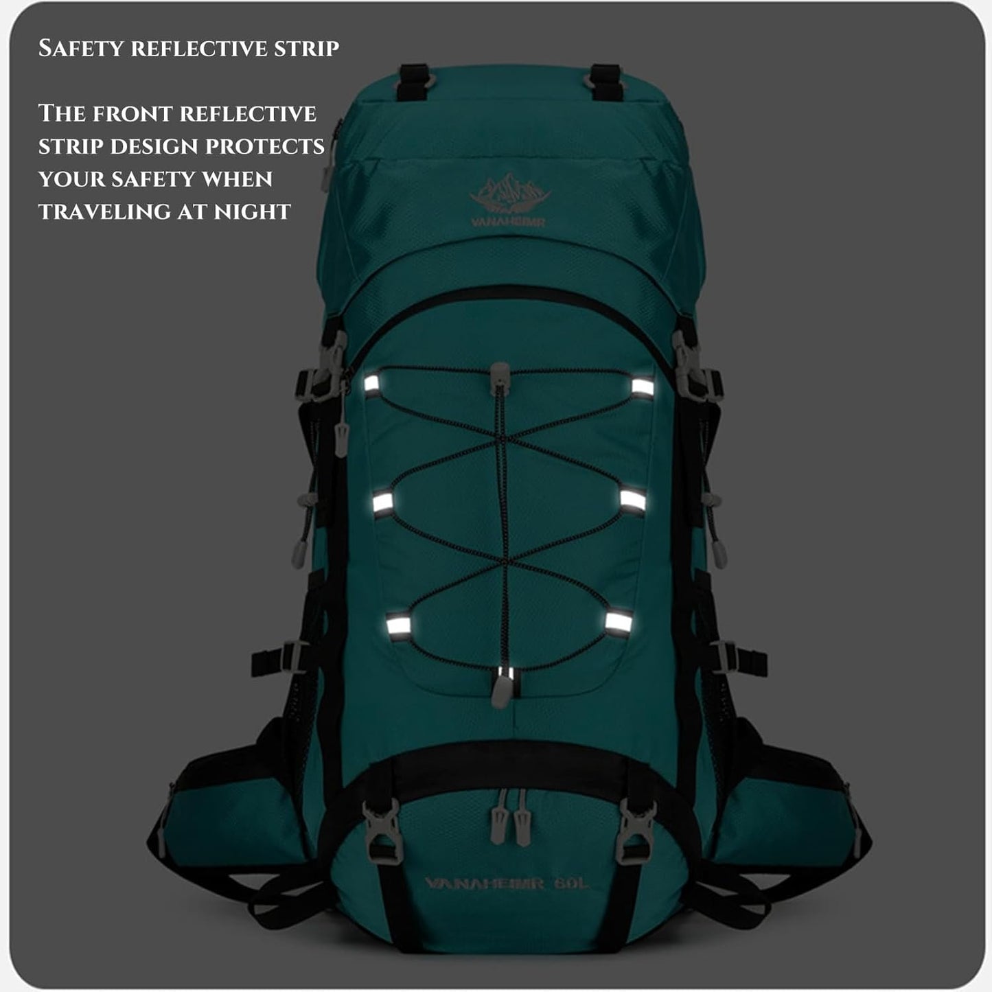XCJump 60L Hiking Backpack Water Resistant Outdoor Sports Travel Daypack Bag Lightweight Bag With Rain CoverFor Women Men Mountaineering Camping Tourism