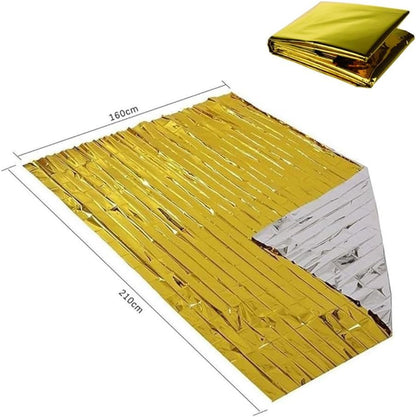 6 Pack Survival Blanket Outdoor Emergency Blanket Supplies, Emergency Blankets Mylar Thermal Blanket, Gigantic Space Blanket Survival Blankets Heavy Duty Camping Gear,Bug Out Bag (One Sided Gold)