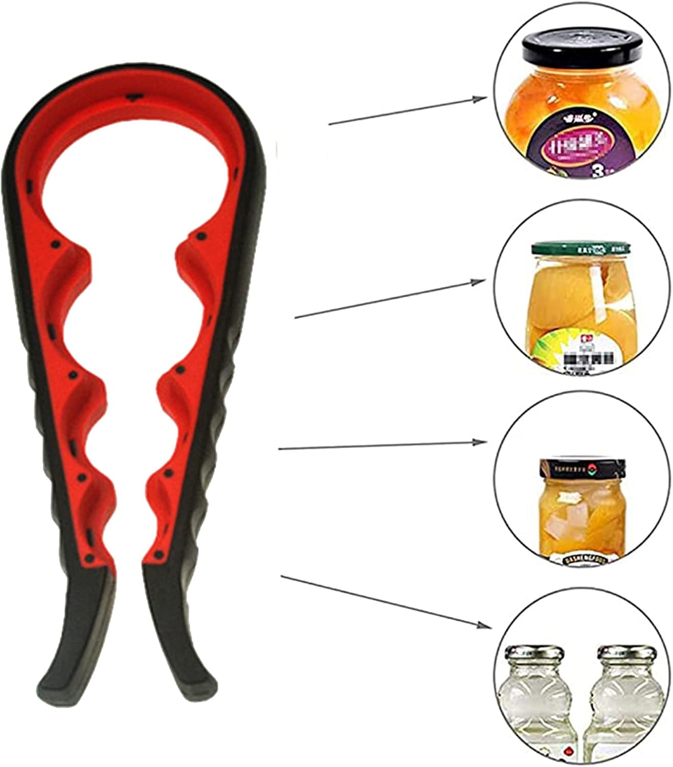 Bottle Opener for Arthritic Hand,Jar Opener for Old People, Children, Women, Those with Weak Hands,Multifunctional Kitchen Gadgets (B-red)