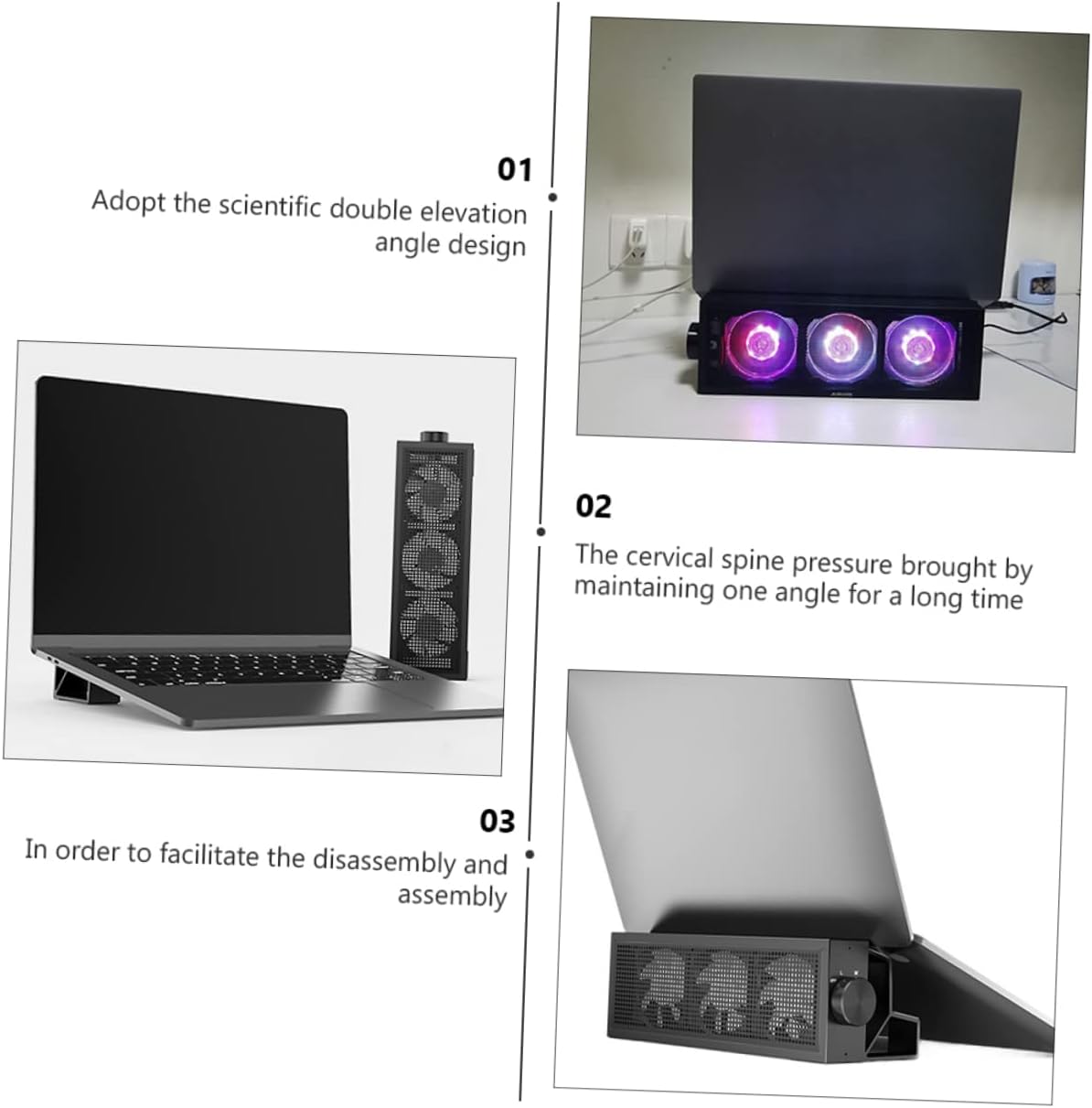 TEHAUX 1 Set RGB Laptop Cooler Stand with Height Gaming Laptop Cooling Pad Speed Fan for Enhanced Performance Ergonomic Design for Desk and Bed Use Durable Construction for Optimal
