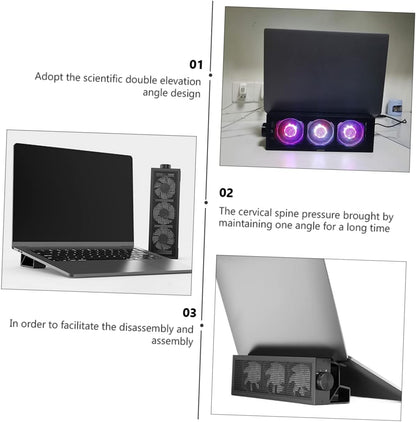 TEHAUX 1 Set RGB Laptop Cooler Stand with Height Gaming Laptop Cooling Pad Speed Fan for Enhanced Performance Ergonomic Design for Desk and Bed Use Durable Construction for Optimal