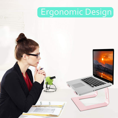 Orionstar Laptop Stand Portable Aluminum Laptop Riser Compatible with Mac MacBook Air Pro 10 to 15.6 Inch Notebook Computer, Detachable Ergonomic Elevator Holder, Rose Gold
