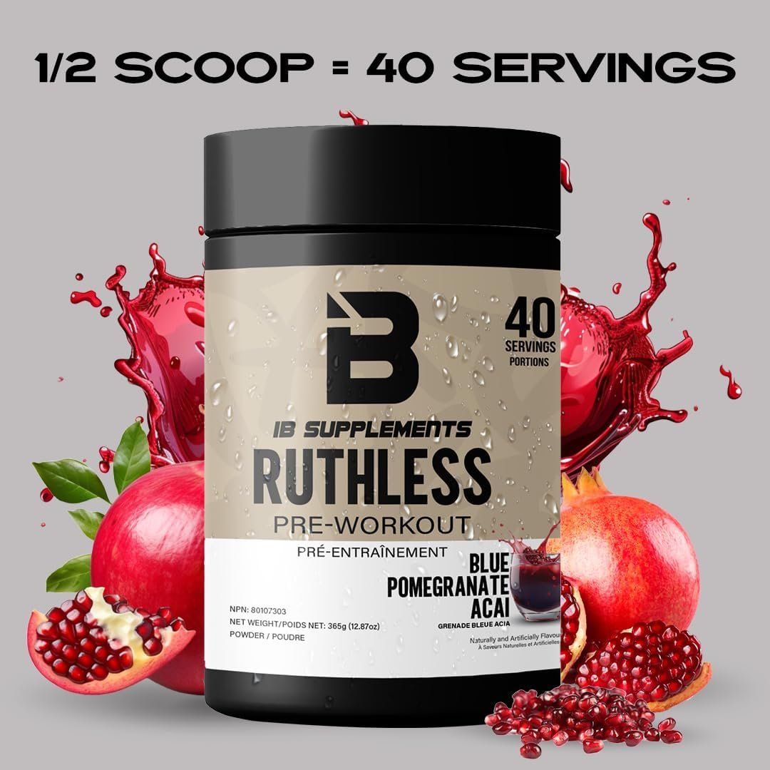 Iron Brothers Supplements Ruthless Pre workout Powder for Women & Men | Creatine-Free Nitric Oxide Booster | Energy & Focus | Workout Supplement, Bulk Pre-Workout | 40 Servings (Pomegranate Acai)
