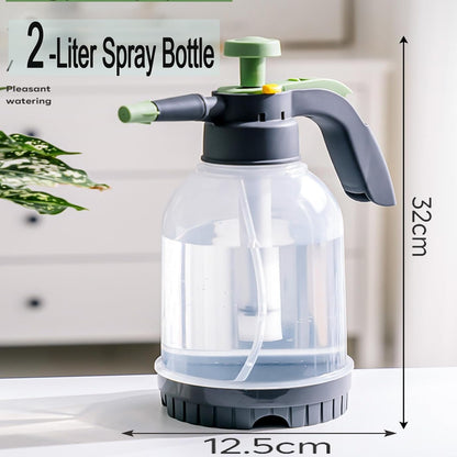 2L Plant Watering Can Plant Pressure Bottle Sprayer, Hand-Held Misting Spray Bottle with Adjustable Nozzle (Green+Grey)