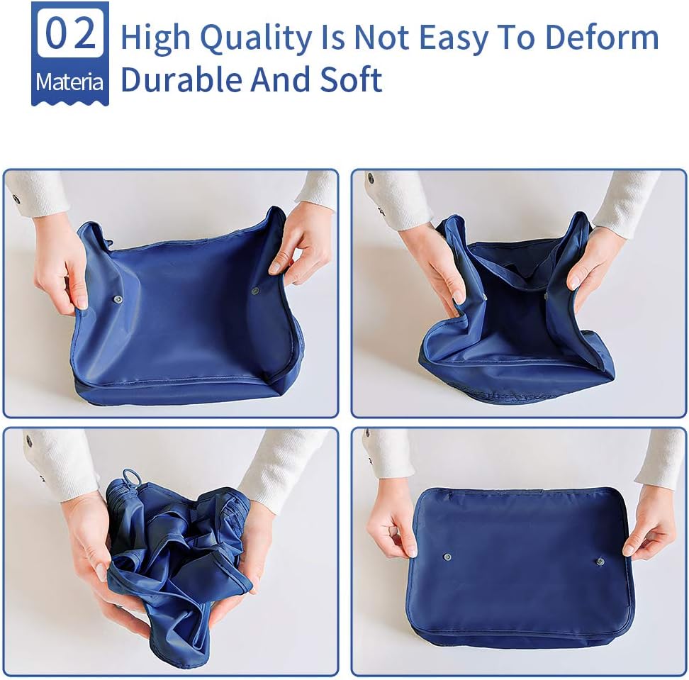 AMAYGA Organizer Suitcase Set of 8, Travel Organizers Cubes Packaging Laundry Bag Compression Bags for Clothes, Cosmetics, Shoes, Underwear (Dark Blue), dark blue