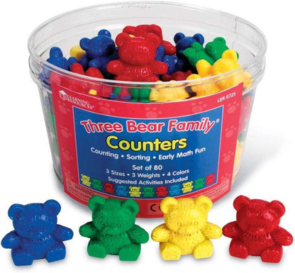 Learning Resources LER0725 Bear Counters Set, Counting, Color & Sorting Toy, Set of 80, Ages 3+