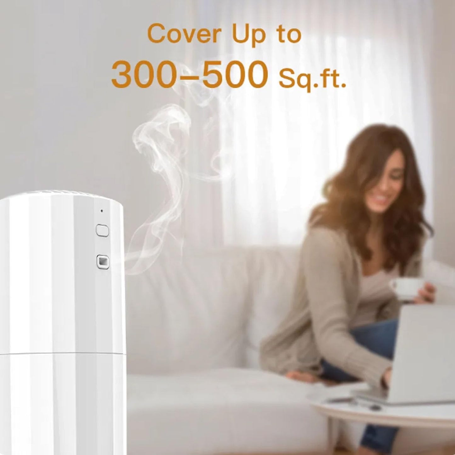 Wall Mounted Scent Air Machine 130ml Smart Waterless Nebulizing Aromatherapy Essential Oil Diffuser Bluetooth WiFi Control for Large Room Spa Office(White)
