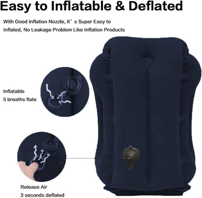 Kimiandy Inflatable Travel Pillow for Airplane, Inflatable Neck Air Pillow for Sleeping(Blue)