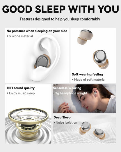 ANSTEN Sleeping Headphones Bluetooth 5.4, Noise Cancelling in Ear Headphones, Sleep Earbuds for Side Sleepers, 48 Hours Battery Life Ear Buds for Sleeping, Sports