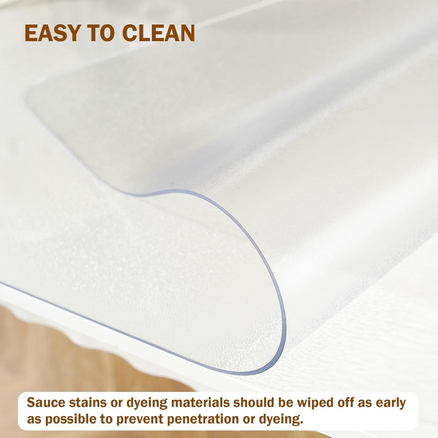 Royhom Frosted Table Cover Protector 2mm Thick 72 x 40 Inch Table Protector for Dining Room, Plastic Table Cover, Dining Table Protector, Table Top Protector Waterproof Oil-Proof