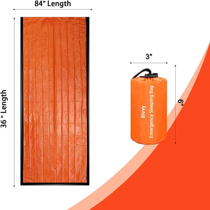 Emergency Sleeping Bag Survival Bag 2 Pack, Portable Waterproof Thermal Bivy Sacks Tac Bivvy Bags,Camping Mylar Sleeping Bag Survival Gear Emergency Blankets Survival Shelter
