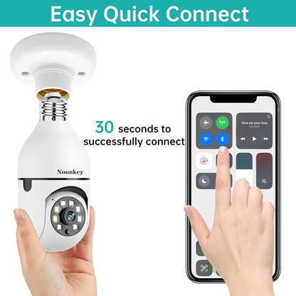2K/3MP Light Bulb Security Camera, 5G& 2.4GHz WiFi Alexa E27 360° Light Socket Camera for Outdoor, Wireless WiFi Home IP Camera with Motion Tracking Alarm, Color Night Vision,Two-Way Talk