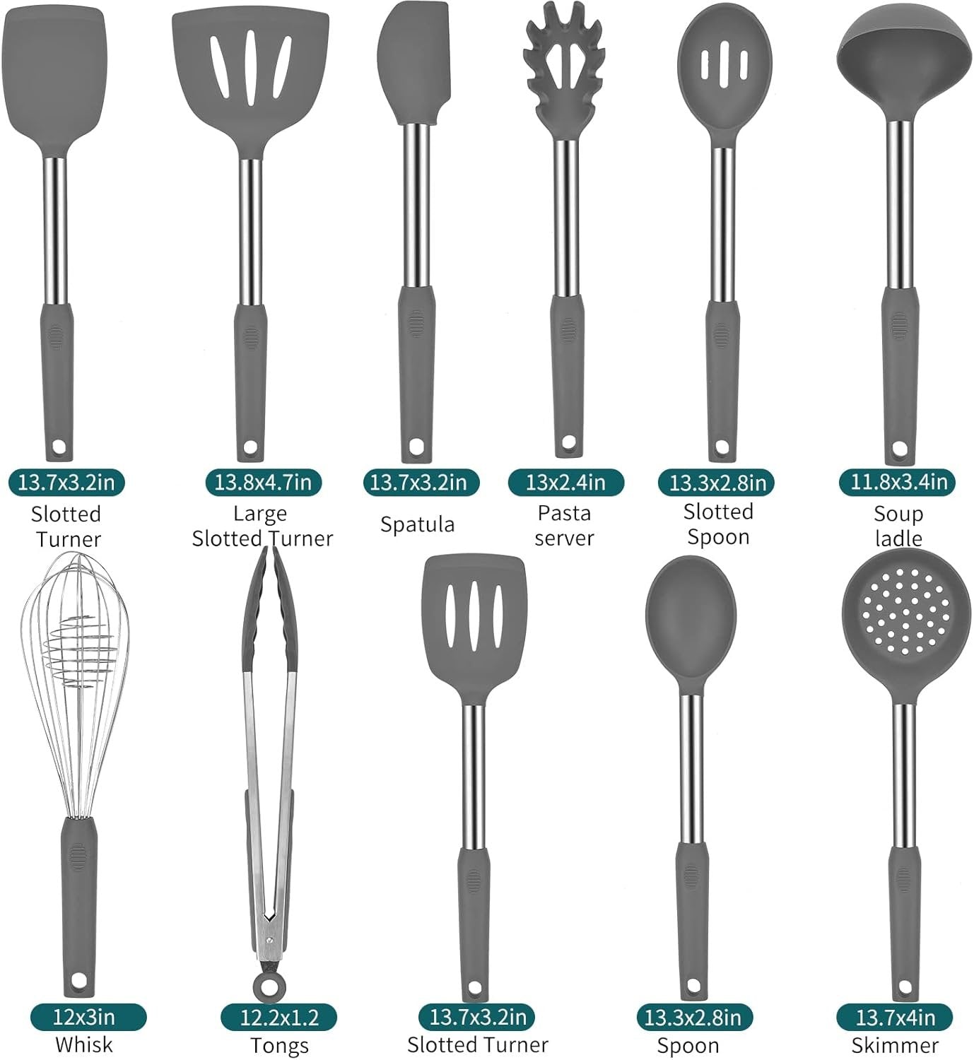 Kitchen Utensil Set - Silicone Cooking Utensils - Stainless Steel Kitchen Utensils Set - Silicone Spatula Set Utensil Set - Silicone Utensils Cooking Utensil Set - Kitchen Tools Gadgets