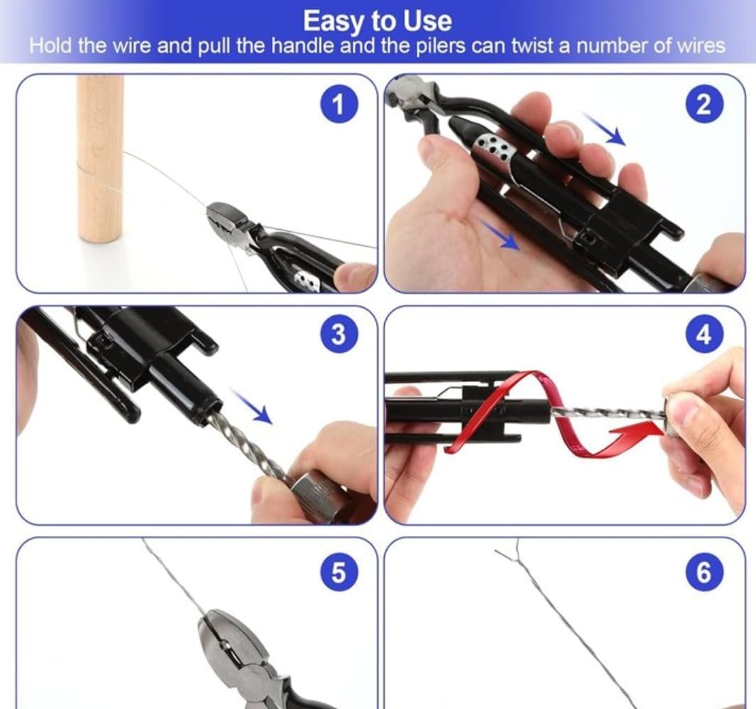 6 Inch Reversible Wire Twister Pliers, Aircraft Wire Twisting Tool for Untwist Tool can Grip, Twist, and Cut Stainless Steel Safety Wire on Vehicles, Machinery, and Aircraft