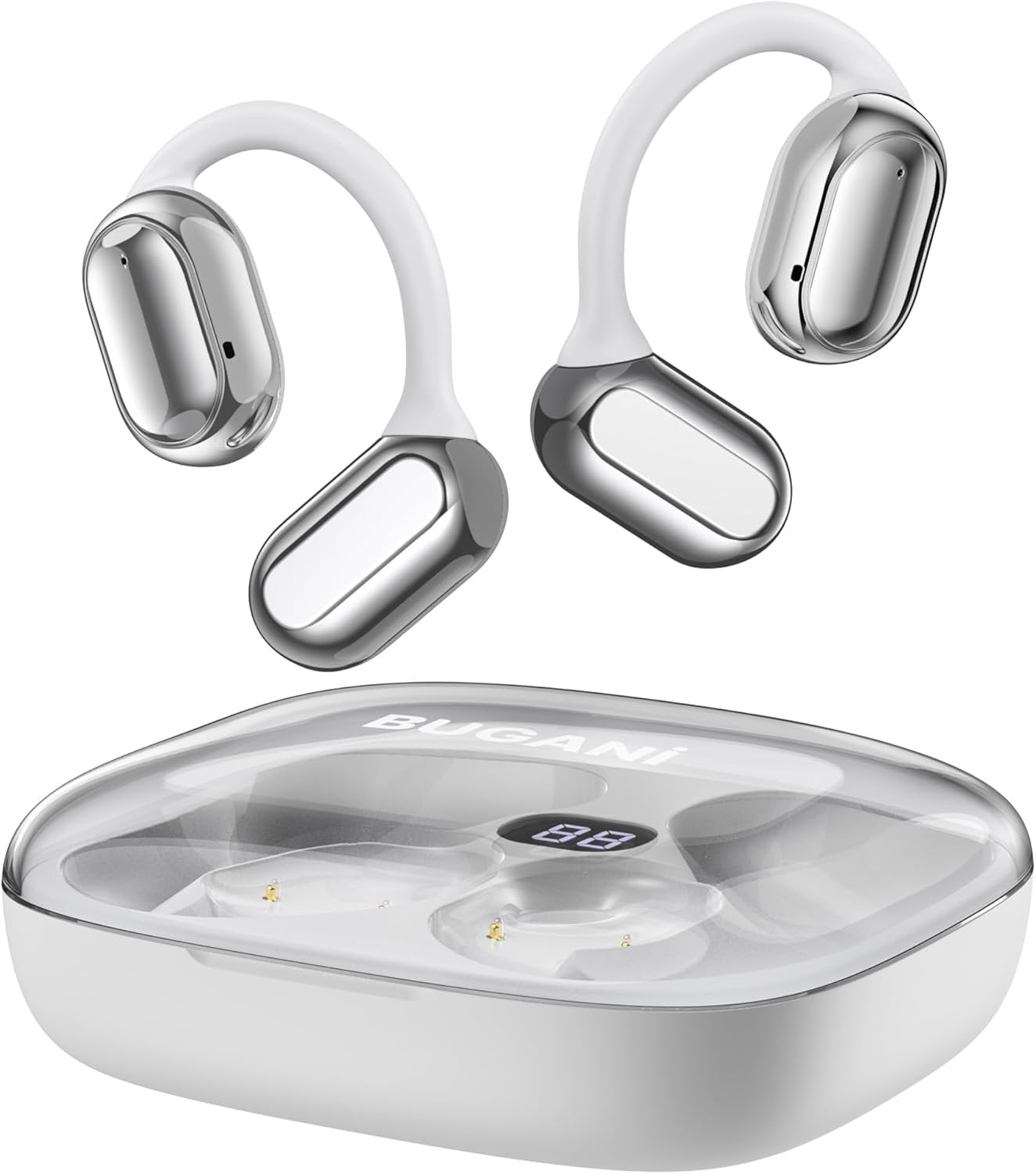 BUGANI Open Ear Headphones, Open Ear Earbuds with Immersive Stereo Sound, Clear Talk, Bluetooth 5.3 Wireless Headphones with Dual Large Driver, 30H Playtime, Waterproof Sport Earbuds for Running