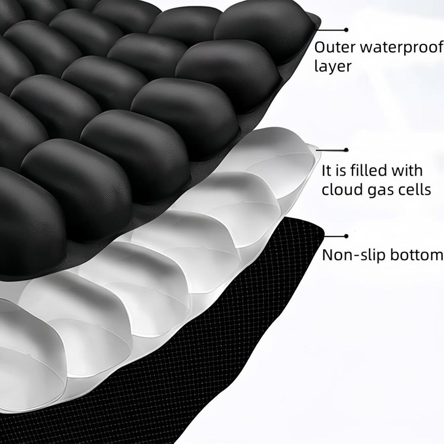 Wzenclave 3D Air Cell Travel Cushion - Inflatable Seat Cushion for Airplane, Car, Office Chair, and Wheelchair