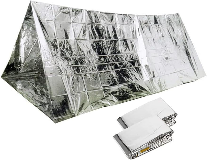 2 Packs Emergency Tent Survival Emergency Shelter Waterproof Thermal Blanket Tent for Camping, Hiking, Outdoor Adventure Activities