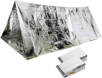 2 Packs Emergency Tent Survival Emergency Shelter Waterproof Thermal Blanket Tent for Camping, Hiking, Outdoor Adventure Activities