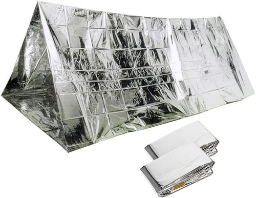 2 Packs Emergency Tent Survival Emergency Shelter Waterproof Thermal Blanket Tent for Camping, Hiking, Outdoor Adventure Activities