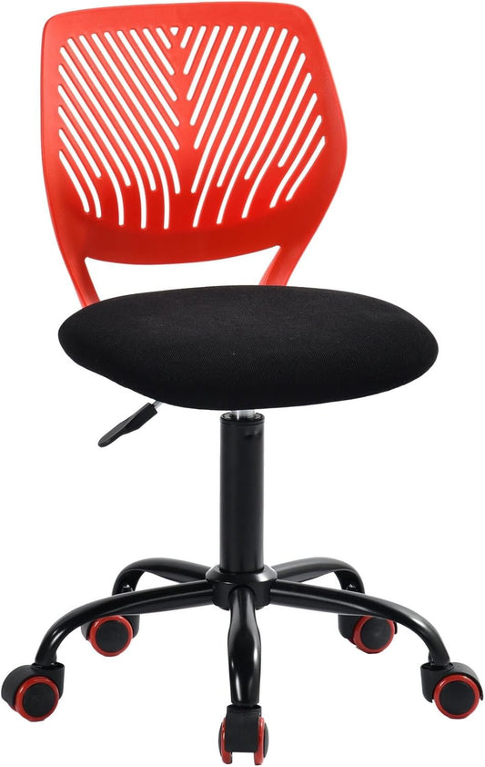 Homy Casa Ergonomic Office Desk Chair for Students Teen - Colorful Upholstery Task Chairs Breathable Back, Adjustable Tilt for Study Room Dormitory Computer, Red Fabric