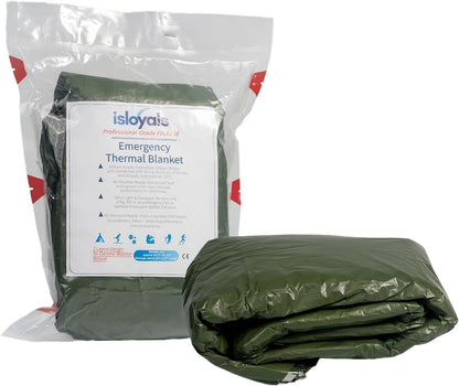 ISLOYALS Emergency Blanket, Heavy Duty Survival Blanket, 3-Layer 95% Heat Reflective Emergency Blanket, Waterproof, Windproof, Tear-Resistant, Infrared Blocked Blankets for Rescue Camping Hiking
