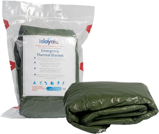 ISLOYALS Emergency Blanket, Heavy Duty Survival Blanket, 3-Layer 95% Heat Reflective Emergency Blanket, Waterproof, Windproof, Tear-Resistant, Infrared Blocked Blankets for Rescue Camping Hiking