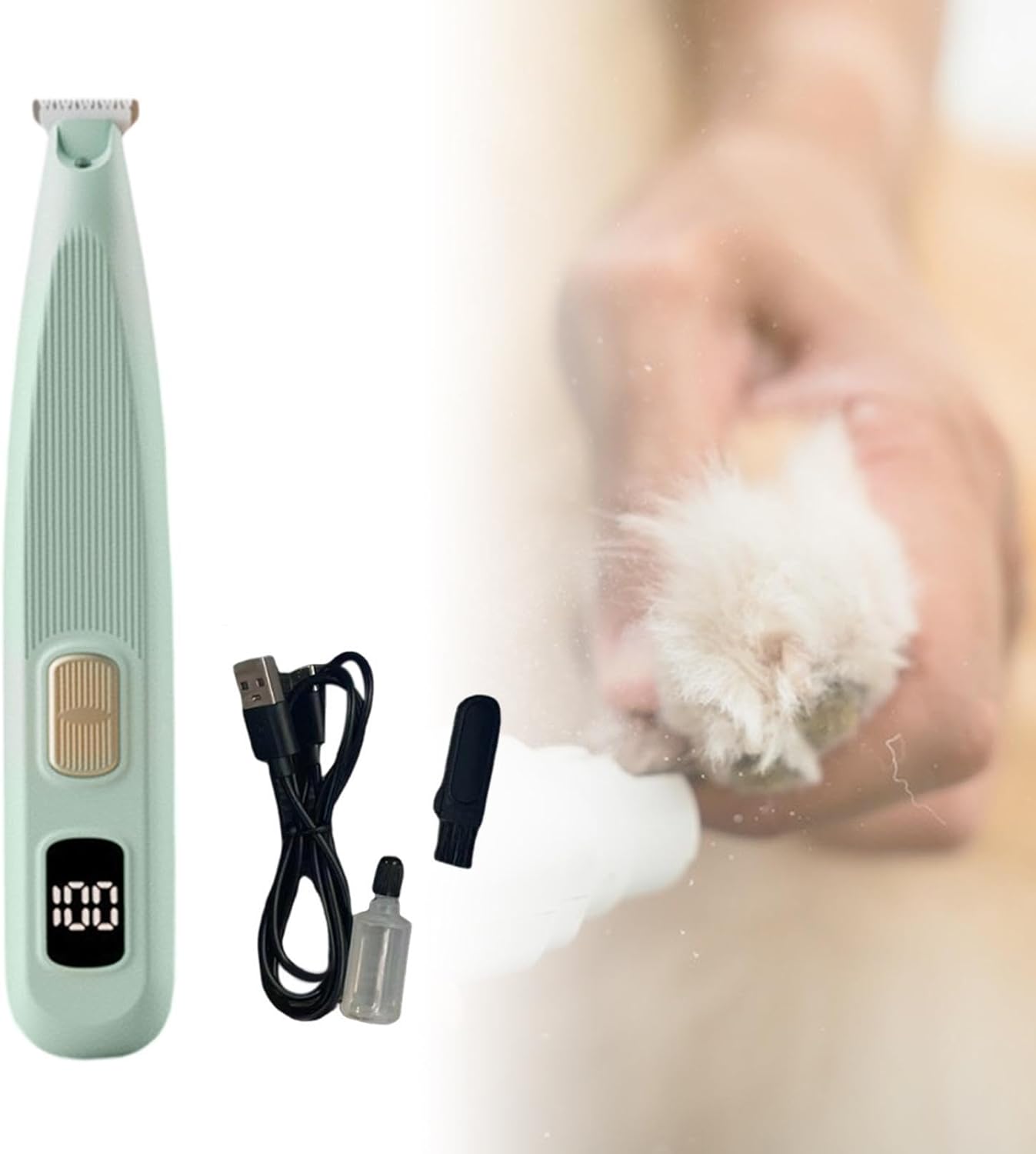 kowaku Trimmer Elettrico per la Cura degli Animali, attrezzo Versatile per toelettatura, Verde