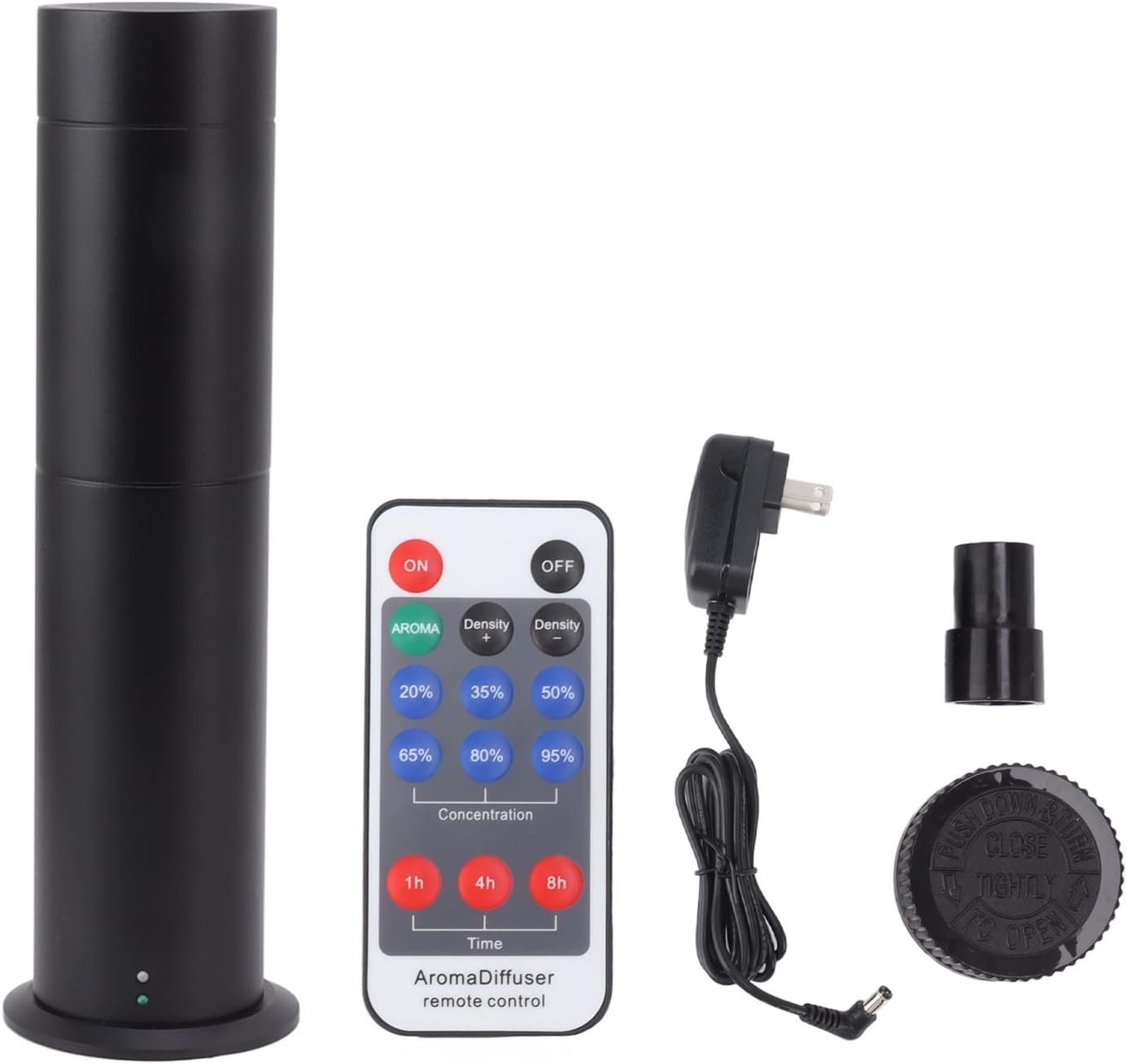 Essential Oil Diffuser, 120ml Smart Remote Control Scent Air Machine Adjustable Time and Fragrance Cylindrical Aromatherapy Diffuser with 200m3 Cover Range for Home Hotel (Black)