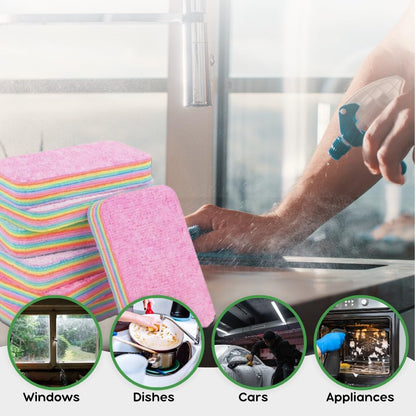 Washing up Sponge Multi Purpose household essentials Machine Washable Kitchen Cleaning Products. 12 layers Super Absorbent & Durable microfibre cloth. For Window Countertop Car Dish sink & Bathroom. L